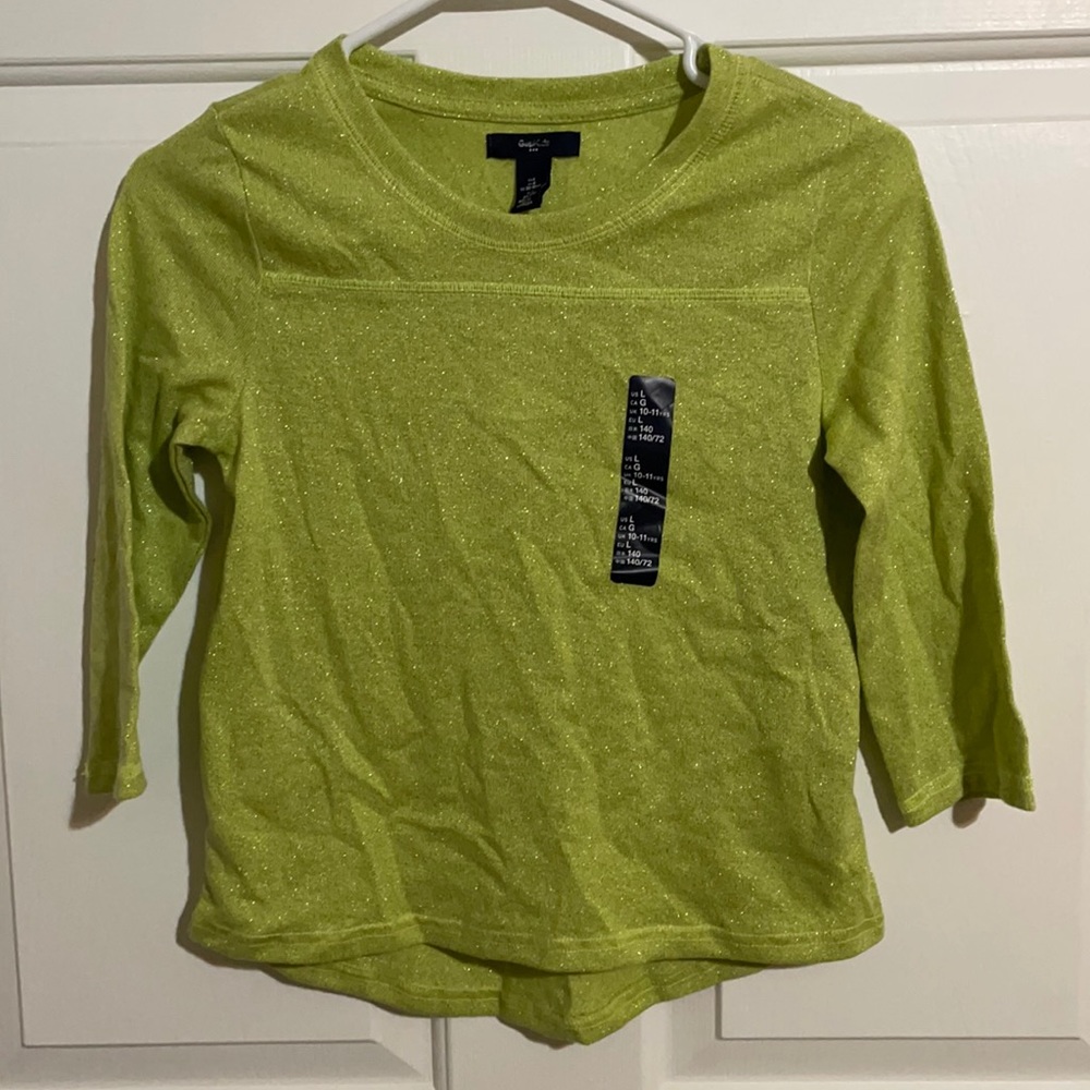 NWT GapKids Green Glitter Intertwined Long Sleeve Tee - Large